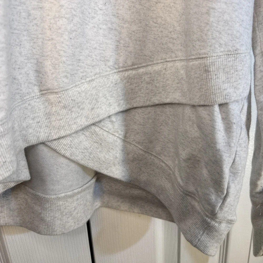 Athleta Criss Cross Speckled White Long Sleeve Sweatshirt Pullover Large Soft - Picture 2 of 8